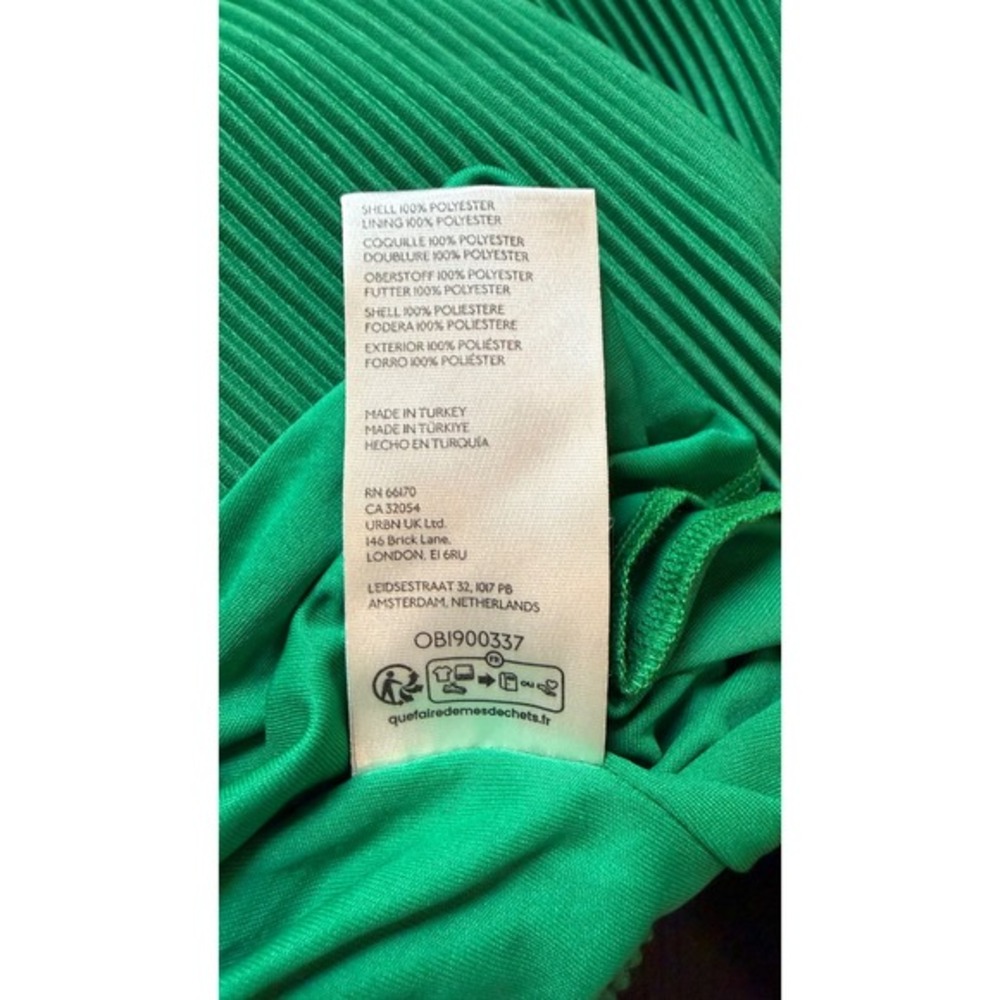 Anthropologie‎ Dress Plissé Faux-Wrap Kimono Sleeve Green Maxi Boho Glam XL NWT - Picture 9 of 10